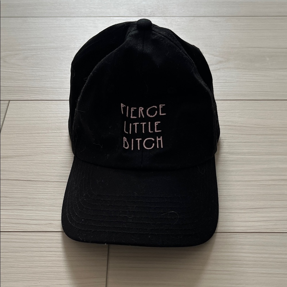 Spencer's Black Cap with Pink Embroidery